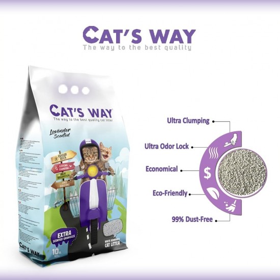 Nisip pentru litiera BENTONITA, CATS WAY, Lavanda, 10L, 8.5KG Nisip pentru litiera BENTONITA, CAT'S WAY, Lavanda, 10L, 8.5KG
