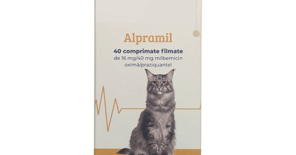 Alpramil Cat 16 mg/40 mg, comprimate filmate pentru pisici cu greutatea ...
