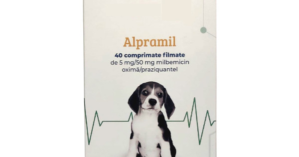 Alpramil Dog 5 mg/50 mg, comprimate filmate pentru câini cu greutatea ...