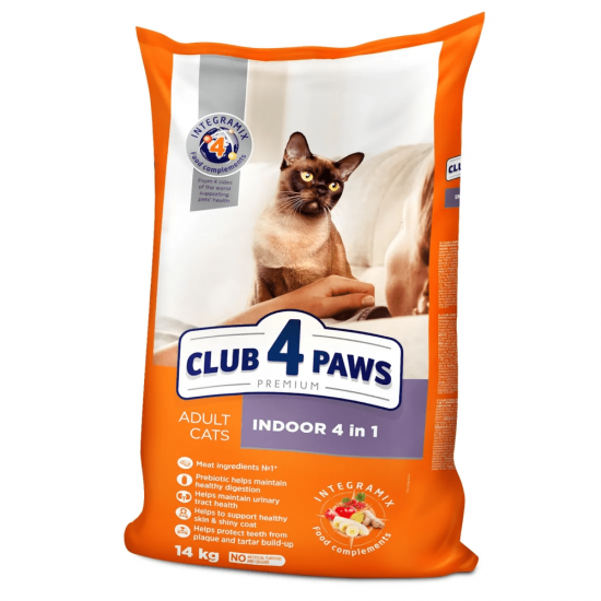 Hrana uscata pentru pisici adulte care traiesc in interior, CLUB 4 PAWS PREMIUM INDOOR 4 IN , 14 kg Hrana uscata pentru pisici adulte care traiesc in interior, CLUB 4 PAWS PREMIUM INDOOR 4 IN , 14 kg