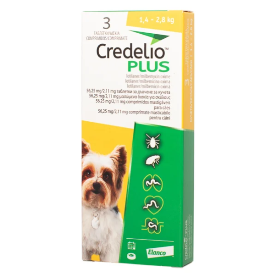 CREDELIO PLUS 56.25/2.11mg 1.4 - 2.8kg 3tbl. CREDELIO PLUS 56.25/2.11mg 1.4 - 2.8kg 3tbl.