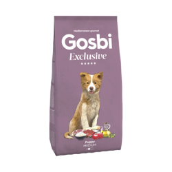 Hrana uscata, completa, pentru catelusi de talie medie, Gosbi Exclusive, pui, peste, orez, miel, 12kg Hrana uscata, completa, pentru catelusi de talie medie, Gosbi Exclusive, pui, peste, orez, miel, 12kg