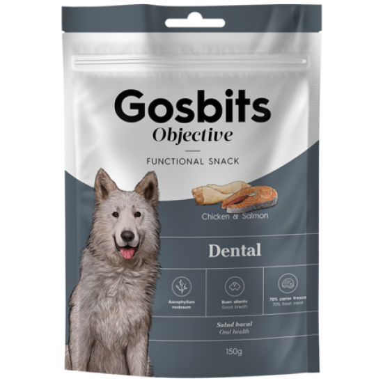 Gustari functionale pentru caini cu respiratie urat mirositoare, Gosbits Dog Objective Dental, 150g