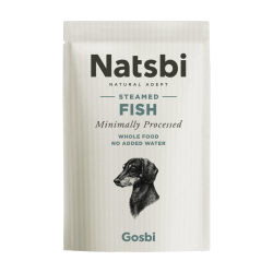 Hrana umeda pentru caini, Natsbi Steamed Fish, peste alb si somon la abur, 200g