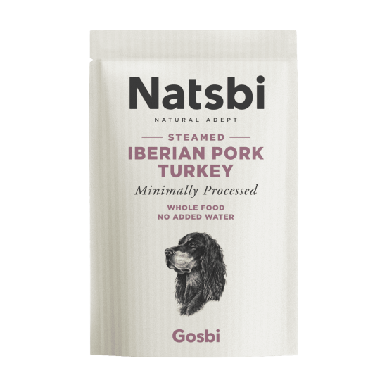 Hrana umeda pentru caini, Natsbi Steamed Iberian Pork Turkey, porc iberic si curcan, 200g