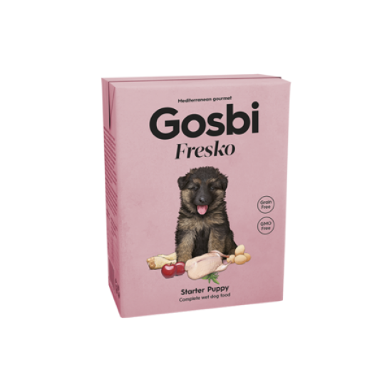 Hrana umeda pentru caini juniori, Gosbi Fresko Starter, pui si rata, 375g Hrana umeda pentru caini juniori, Gosbi Fresko Starter, pui si rata, 375g