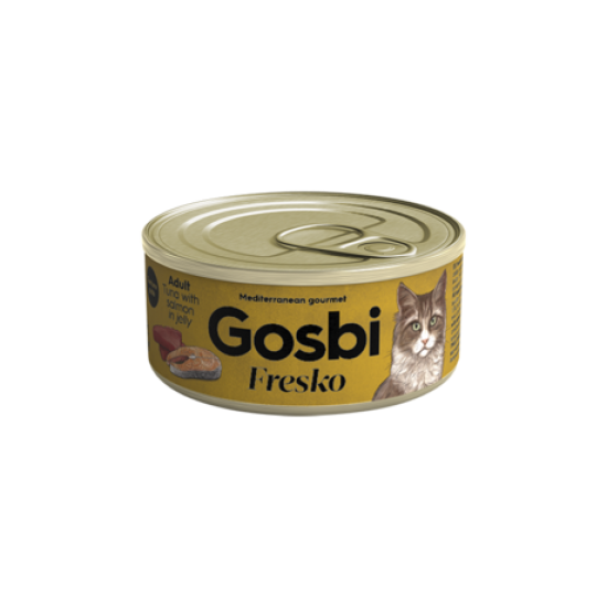 Hrana umeda pentru pisici adulte, Gosbi Fresko, ton cu Somon in aspic, 70g