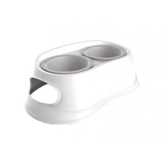 Castron dublu din plastic, pentru caini, M-PETS, 2 x 800 ml-10550501 Castron dublu din plastic - 2 x 800 ml-10550401