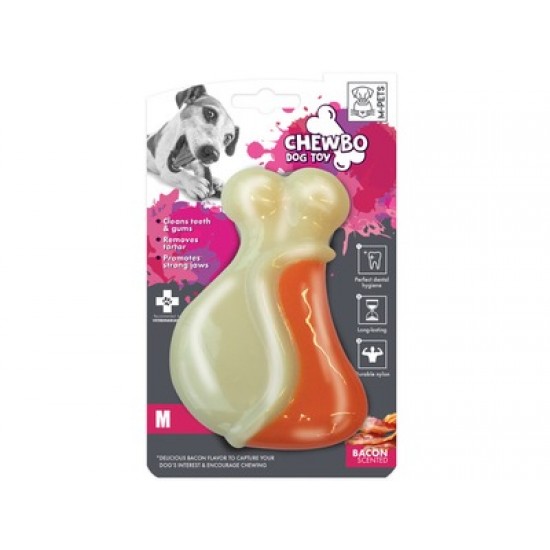 Jucarie dentara CHEWBO LEG cu aroma de bacon, marime M 10633916 Jucarie dentara CHEWBO LEG cu aroma de bacon, marime M 10633916
