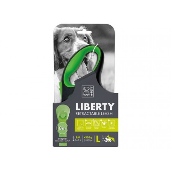 Lesa retractabila pentru caini, LIBERTY M-PETS, verde L, 20.8 x 11.6 x 4.4 cm LIBERTY- Lesa retractabila pentru caini, verde- L 10824599