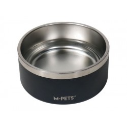 Castron negru pentru caini, premium, otel inoxidabil, Double Wall Bowl ESKIMO M-PETS, 1.25 L