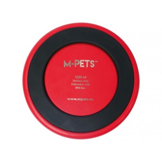 Castron rosu, premium, otel inoxidabil, Double Wall Bowl ESKIMO M-PETS, 1.25 L