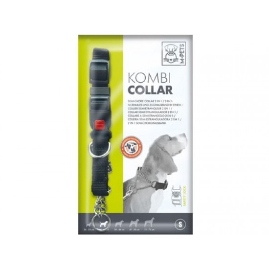 Zgarda cu sistem de semi-choke, KOMBI M-PETS, negru, S, 2x30 cm/38 cm KOMBI- Zgarda cu sitem de semi-choke, negru- S 10811699