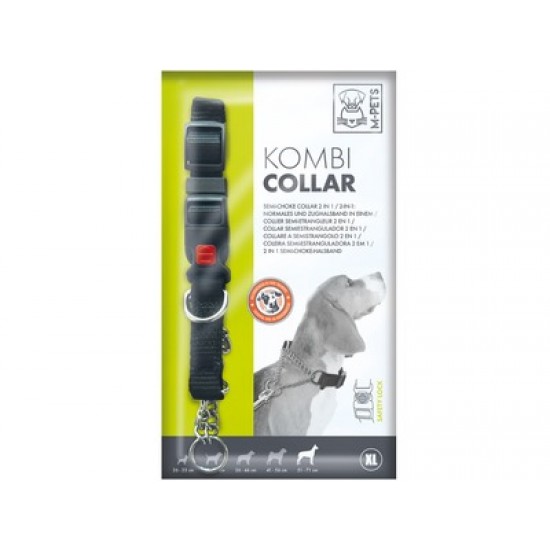Zgarda cu sistem de semi-choke, KOMBI M-PETS, negru, XL, 2,5x51 cm/71 cm KOMBI- Zgarda cu sitem de semi-choke, negru- XL 10811999