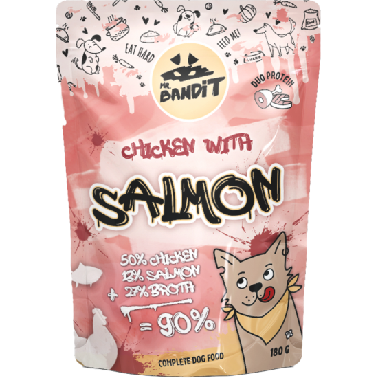 Hrană umedă pentru câini Mr. Bandit DuoProtein, pui și somon,380g