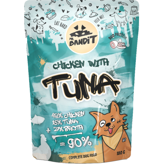 Hrană umedă pentru câini Mr. Bandit DuoProtein, pui și ton,180g