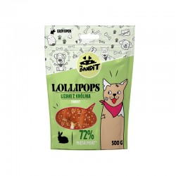 Recompense pentru caini, Mr Bandit LOLLIPOPS, iepure si piept de rata, 500g Recompense pentru caini, Mr Bandit LOLLIPOPS, iepure si piept de rata, 500g
