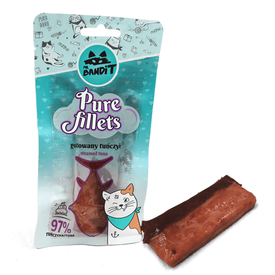 Recompense pentru pisici Mr. Bandit CAT Pure Fillets, ton la abur, 30 g Recompense pentru pisici Mr. Bandit CAT Pure Fillets, ton la abur, 30 g