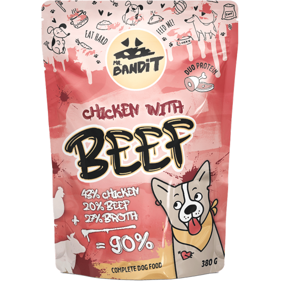 Hrană umedă pentru câini Mr. Bandit DuoProtein, pui si vita,380g