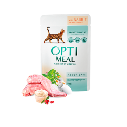 Hrana umeda pentru pisici adulte, Super Premium OPTIMEAL WET FOOD, iepure in sos alb, 85g Hrana umeda pentru pisici adulte, Super Premium OPTIMEAL WET FOOD, iepure in sos alb, 85g