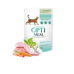 Hrana umeda pentru pisici adulte, Super Premium OPTIMEAL WET FOOD, IEPURE ÎN JELEU DE MORCOVI, 85g