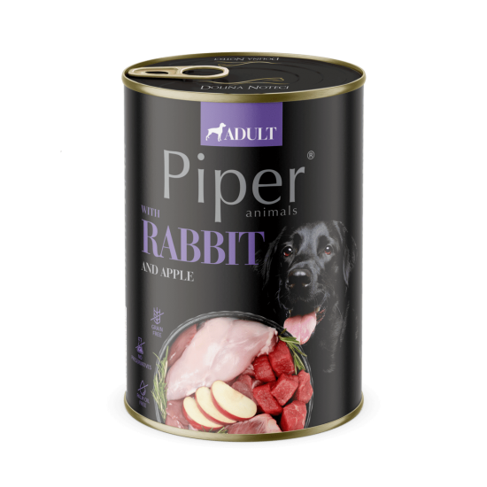 Hrana umeda pentru caini PIPER DOG, iepure si mar, 400g