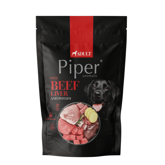 Hrana umeda pentru caini PIPER DOG, ficat de vita si cartof, 500g