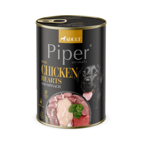 Hrana umeda pentru caini PIPER DOG, pui si spanac, 400g