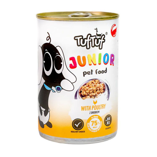 Hrană umedă TUF TUF JUNIOR PUPPY POULTRY- 415G