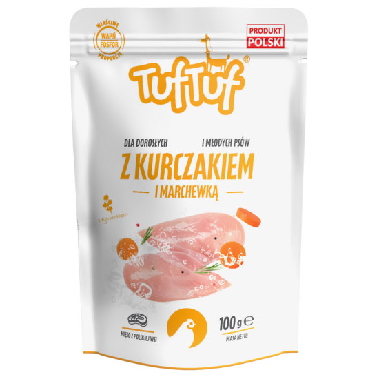 TUF TUF DOG- Hrana umeda cu PUI si MORCOVI- plic 300g TUF TUF DOG- Hrana umeda cu PUI si MORCOVI- plic 300g