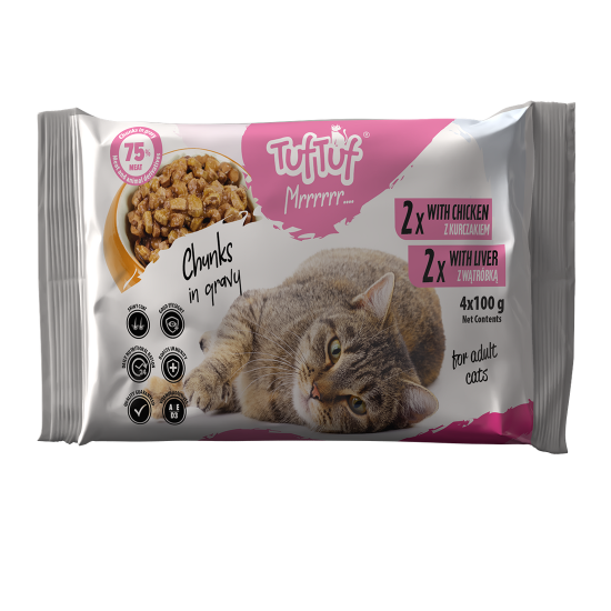 TUF TUF CAT- PACHET 4 X PLICURI 100G (2x PUI + 2x FICAT PUI)