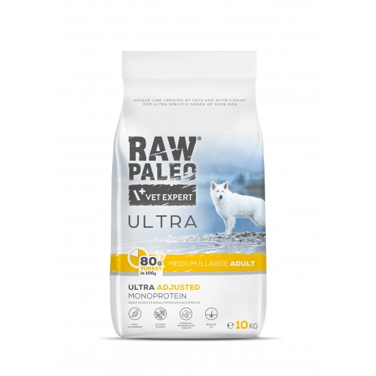Hrană uscată pentru câini Raw Paleo Ultra Turkey Medium&Large Adult 10kg Hrană uscată pentru câini Raw Paleo Ultra Turkey Medium&Large Adult 10kg