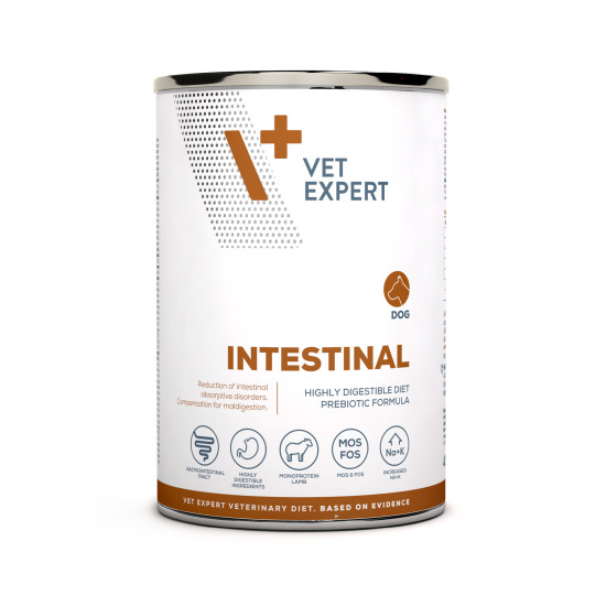 Dieta veterinara umeda INTESTINAL DOG 4T, Vet Expert, 400 gr Dieta veterinara umeda INTESTINAL DOG 4T, Vet Expert, 400 gr