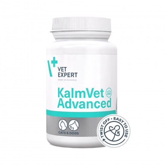 Supliment pentru calmarea stresului si anxietatii Kalmvet ADVANCED Twist Off, VetExpert, 60 capsule Supliment pentru calmarea stresului si anxietatii Kalmvet ADVANCED Twist Off, VetExpert, 60 capsule