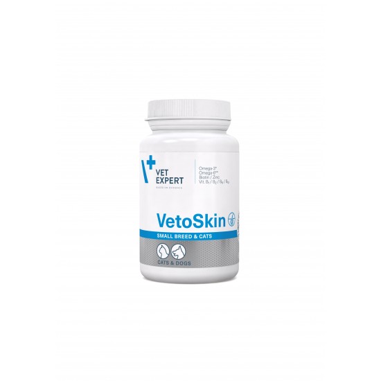 Supliment pentru tratarea afectiunilor dermatologice, la caini si pisici, talie mica, VetoSkin Twist OFF, VetExpert, 60 capsule Supliment pentru tratarea afectiunilor dermatologice, la caini si pisici, talie mica, VetoSkin Twist OFF, VetExpert, 60 capsule
