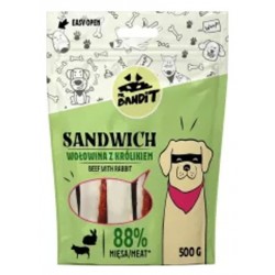  Recompense pentru caini Mr. Bandit SANDWICH, vita si iepure, 500 g