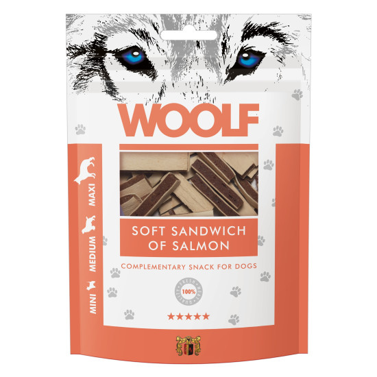 WOOLF DOG SNACKS Soft Sandwich of Salmon 100g WOOLF DOG SNACKS Soft Sandwich of Salmon 100g