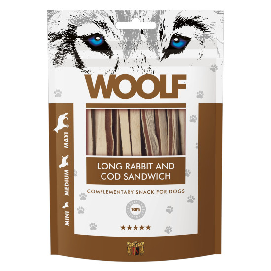 WOOLF DOG SNACKS Long Rabbit and Cod Sandwich 100g WOOLF DOG SNACKS Long Rabbit and Cod Sandwich 100g