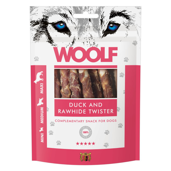 WOOLF DOG SNACKS Duck and Rawhide Twister 100g WOOLF DOG SNACKS Duck and Rawhide Twister 100g