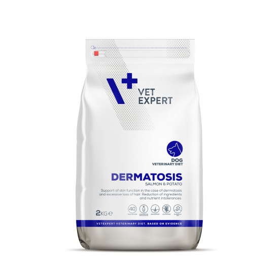 4T Dieta Veterinara DERMATOSIS DOG, VetExpert, cu carne de somon si cartofi, 2 Kg 4T Dieta Veterinara DERMATOSIS DOG, VetExpert, cu carne de somon si cartofi, 2 Kg