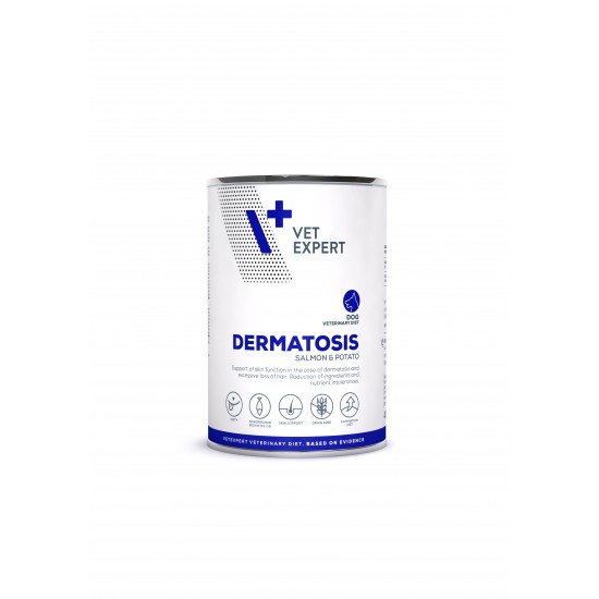 Dieta umeda DERMATOSIS DOG, Vet, Expert, 4T, somon si cartofi, 400 gr Dieta umeda DERMATOSIS DOG, Vet, Expert, 4T, somon si cartofi, 400 gr