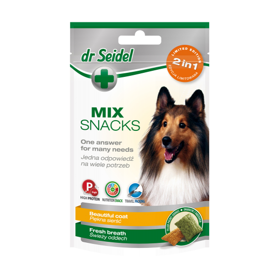 MIX Recompense Blana frumoasa & Respiratie proaspata pentru caini, Dr. Seidel, 90g MIX Recompense Blana frumoasa & Respiratie proaspata pentru caini, Dr. Seidel, 90g