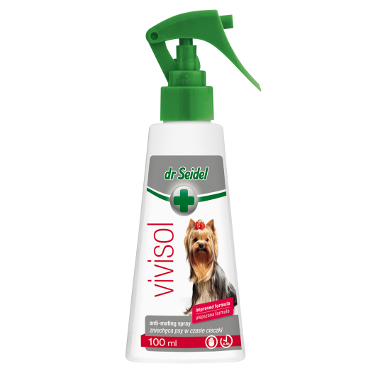 Spray repelent pentru femele in calduri, Vivisol, Dr. Seidel, 100ml Spray repelent pentru femele in calduri, Vivisol, Dr. Seidel, 100ml
