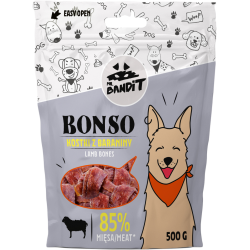 Recompense pentru caini Mr. Bandit BONSO, oase de miel, 500g Recompense pentru caini Mr. Bandit BONSO, oase de miel, 500g