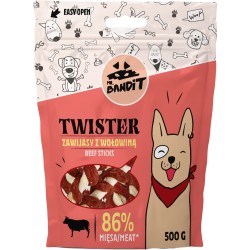 Recompense pentru caini Mr. Bandit TWISTER,vita, 500g Recompense pentru caini Mr. Bandit TWISTER,vita, 500g