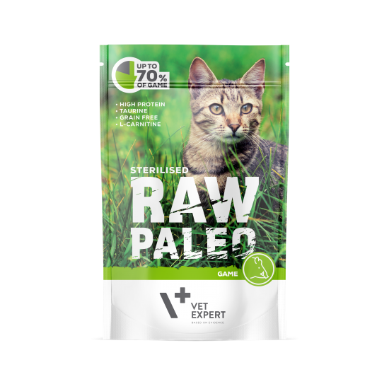 Hrana umeda pentru pisici, RAW PALEO CAT, STERILISED, carne de vanat, 100 g Hrana umeda pentru pisici, RAW PALEO CAT, STERILISED, carne de vanat, 100 g