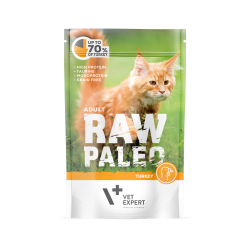 Hrana umeda pentru pisici, RAW PALEO CAT, adult, carne de curcan, 100 g