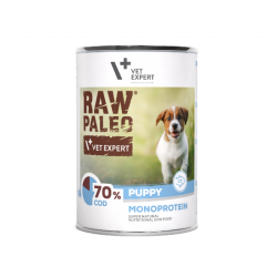 Hrana umeda pentru caini, puppy, RAW PALEO, cod, 400 g